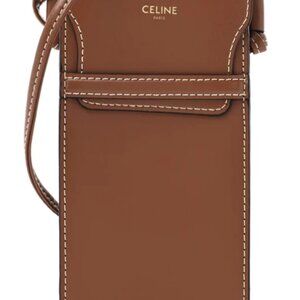 Celine Brown Leather Phone Crossbody Pouch | Minimalist Designer Bag